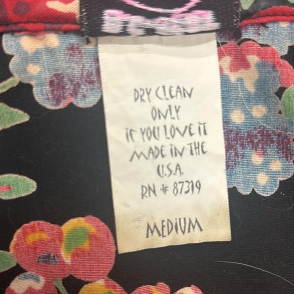 Vintage EC Star fruit print cotton short sleeve Med button front top. - Picture 10 of 13